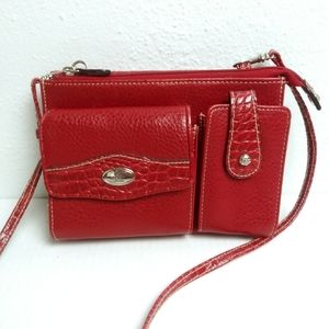 Rossetti Vintage Y2k Burgundy Red Shoulder/Cross Bag Organized Removable Lobster